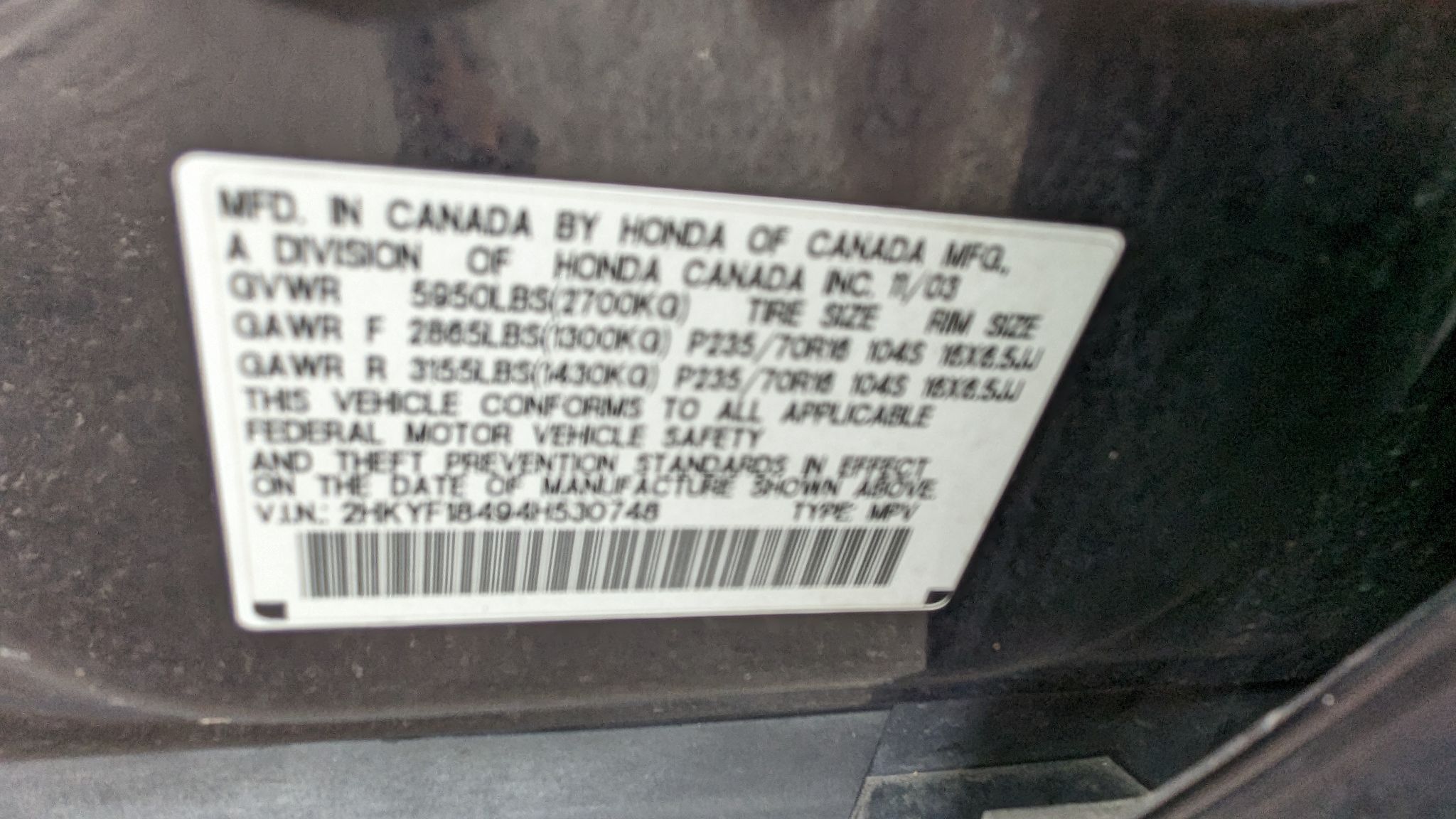 2004 Honda PILOT EX