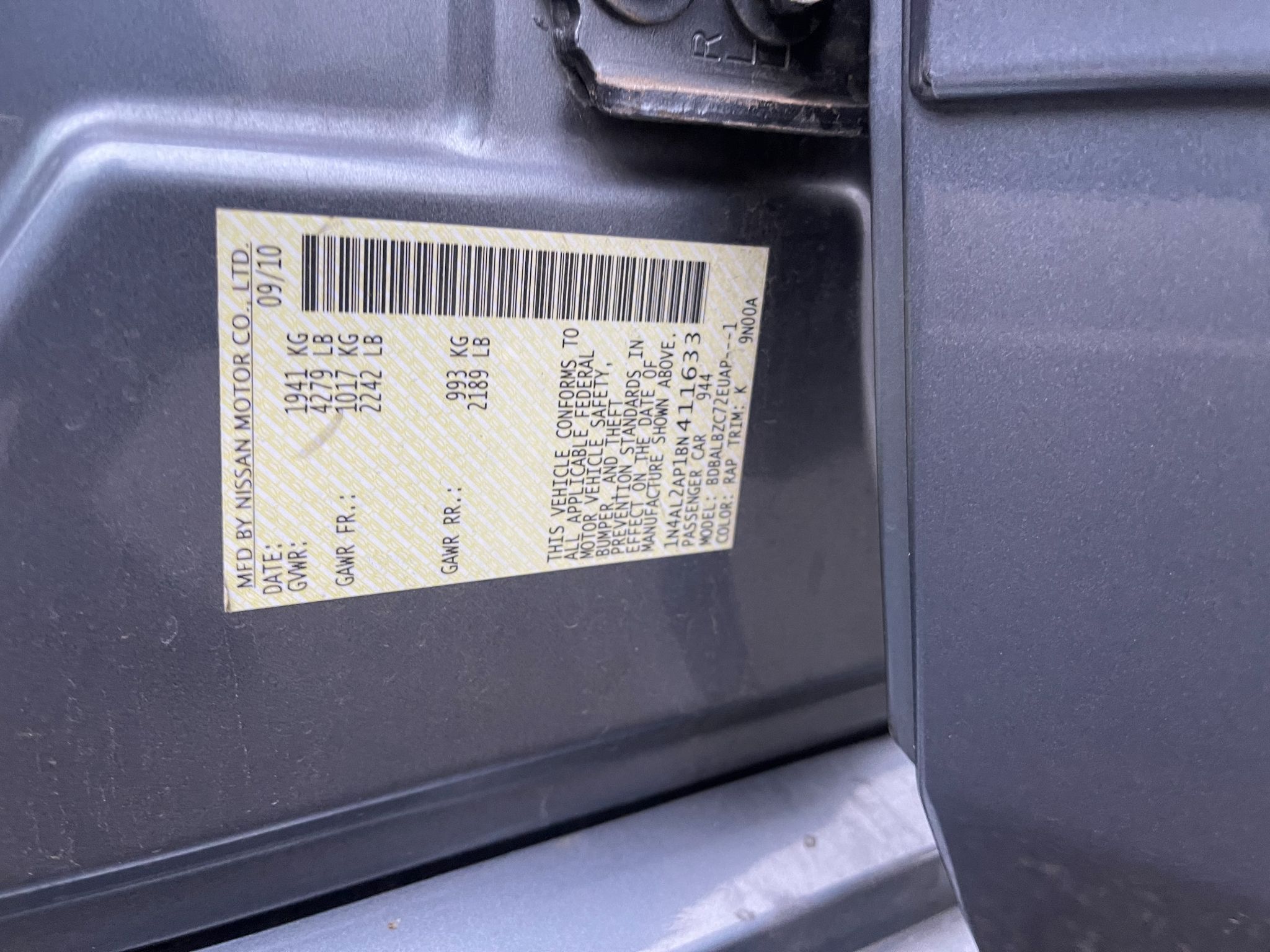 2011 Nissan ALTIMA 2.5 S