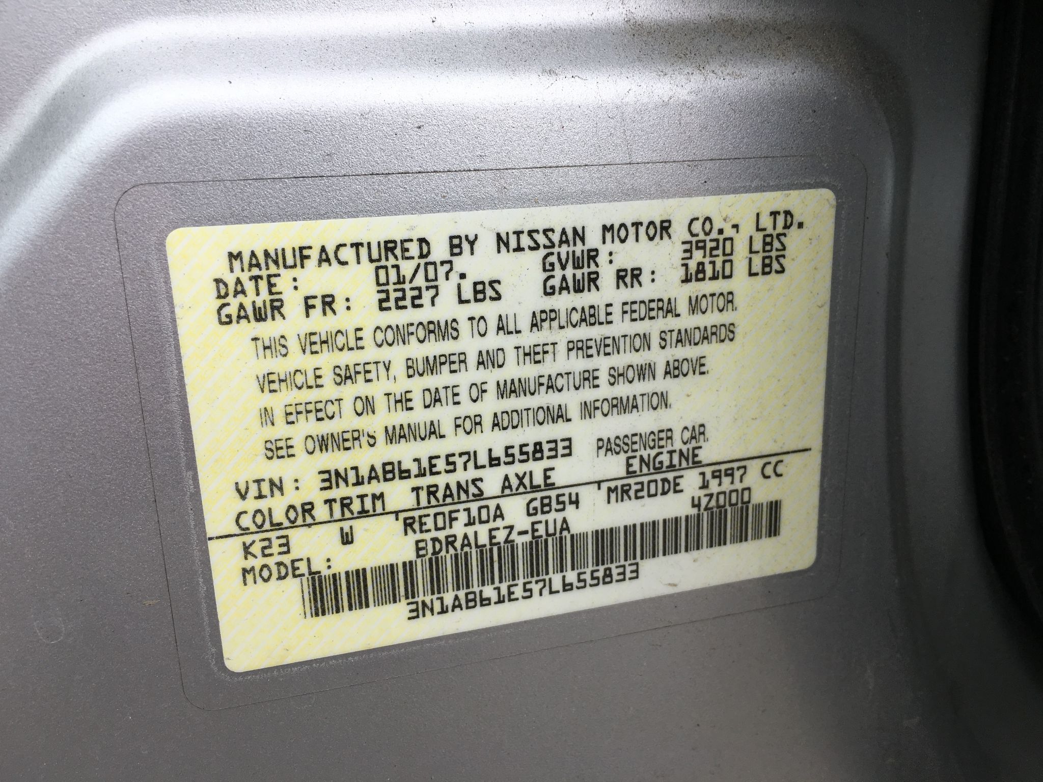 2007 Nissan Sentra 2.0 S