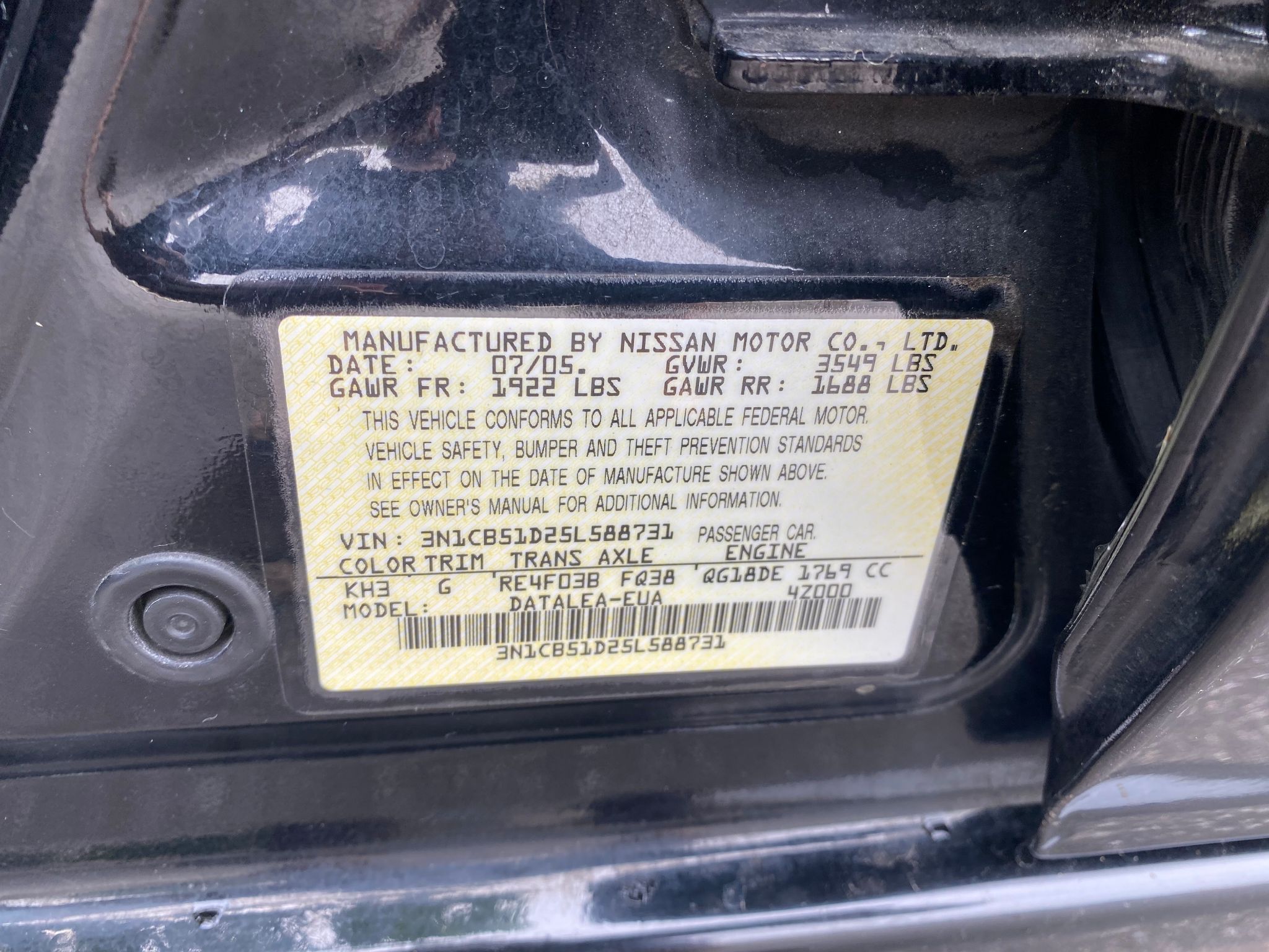 2005 Nissan Sentra 1.8 S