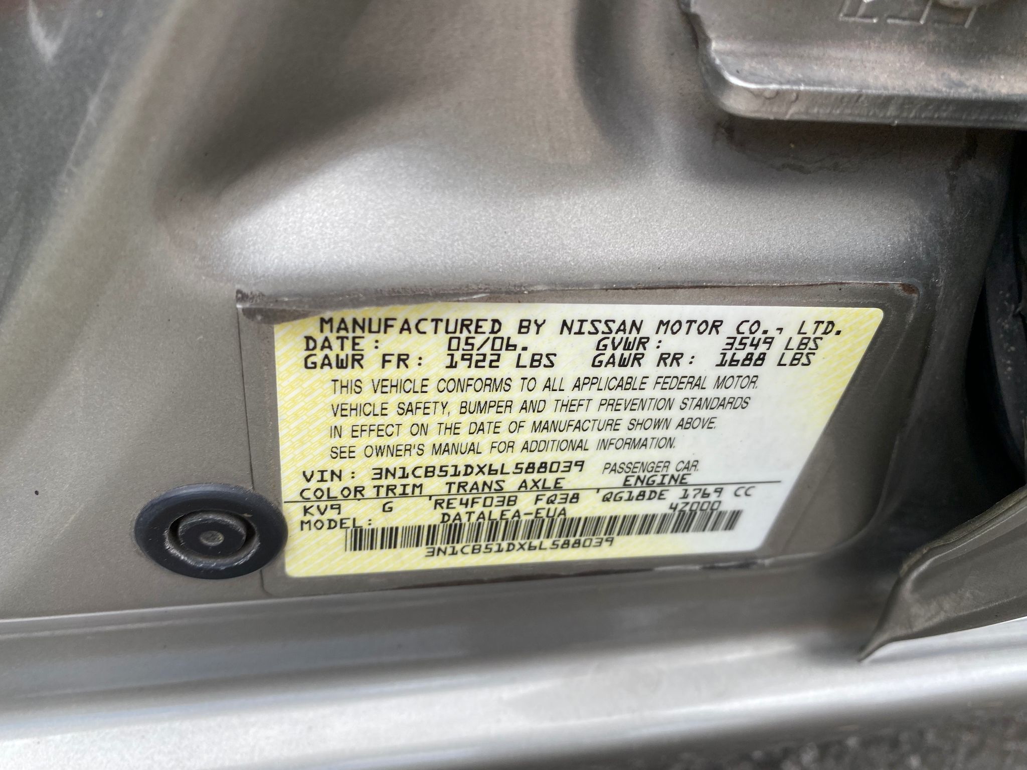 2006 Nissan Sentra 1.8 S
