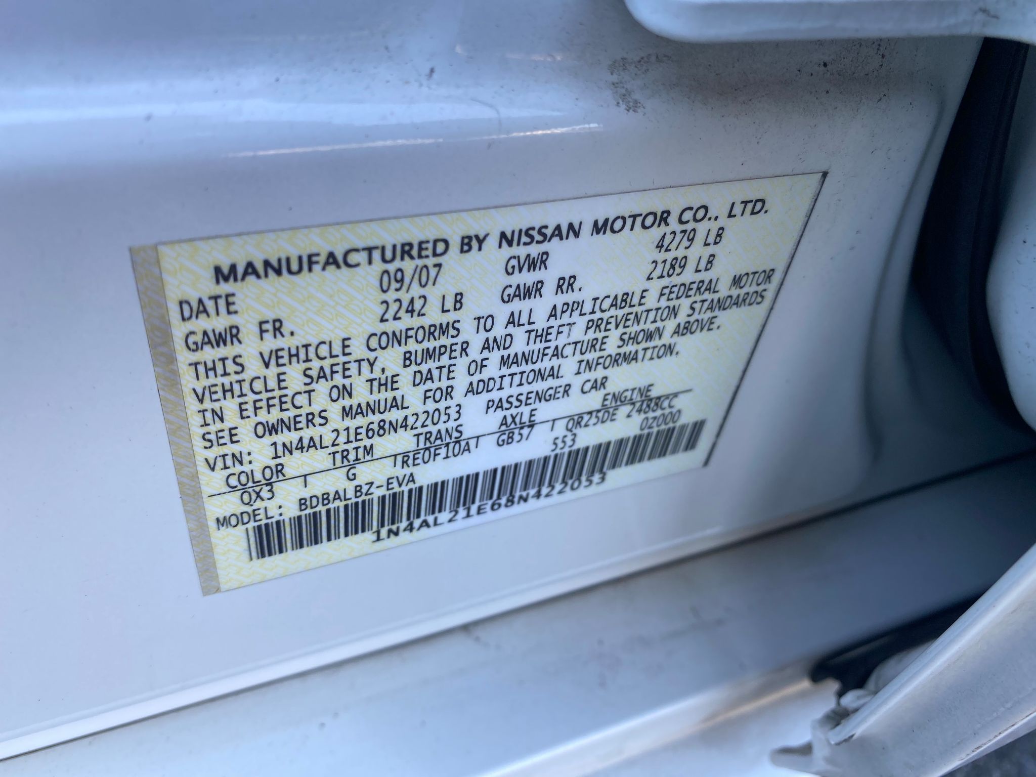 2008 Nissan Altima 2.5 S